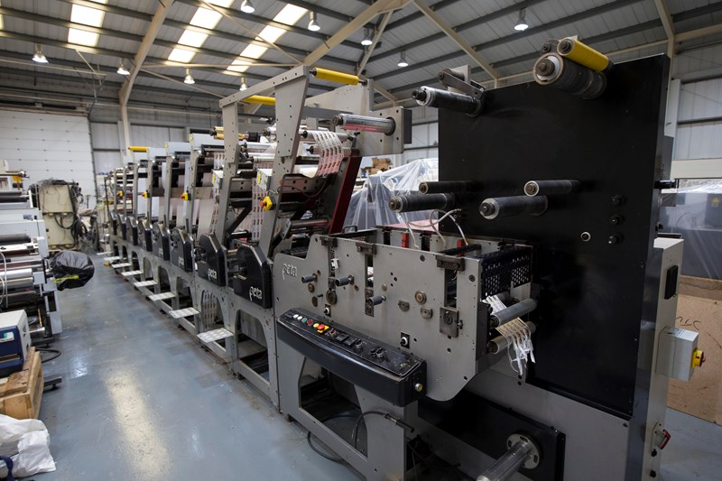 Edale flexographic press — 6-unit line, 50,000 impressions/hr